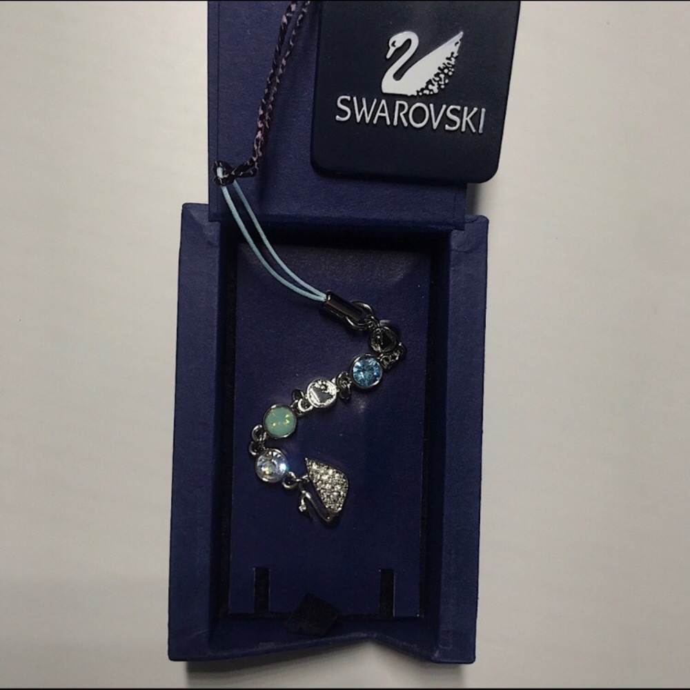 NWT Swarovski Aqua Swan Charm